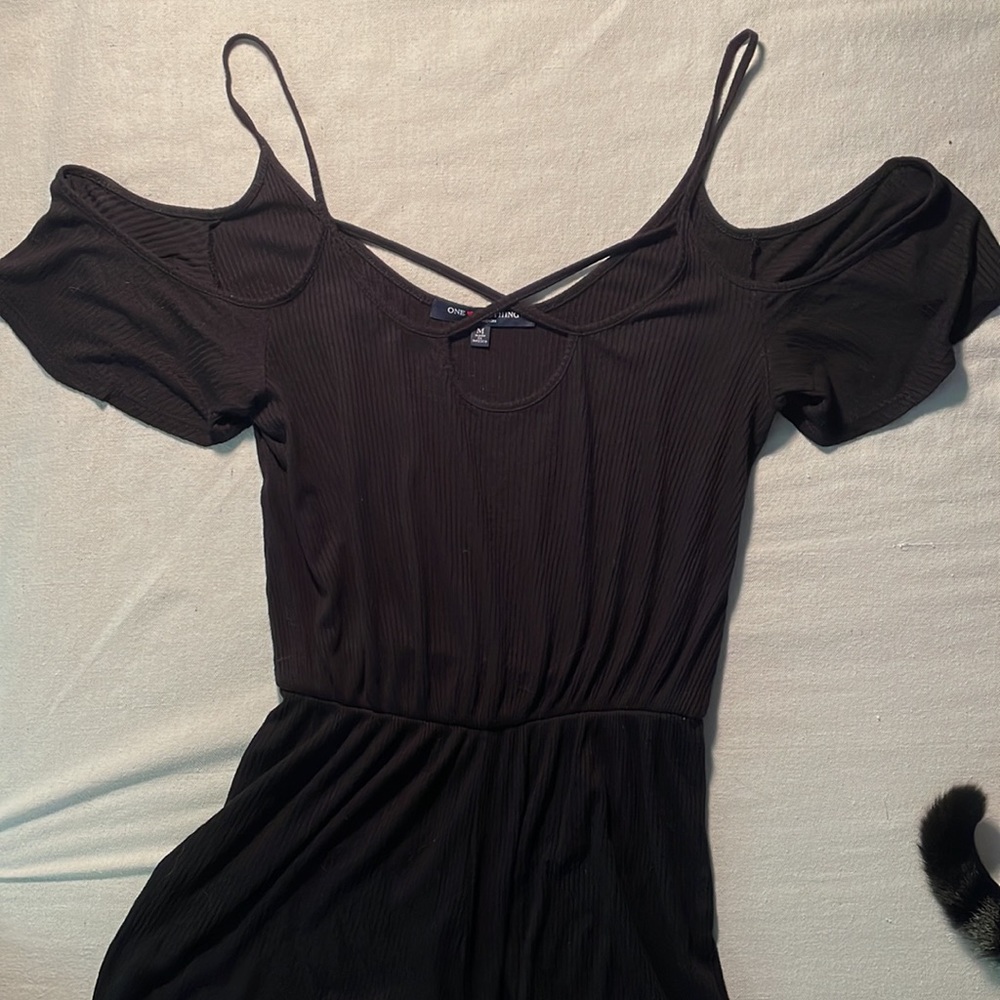 One Clothing black cotton romper with cut out shoulders size M